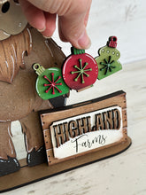 Load image into Gallery viewer, Standing Highland Cow Animal Hats Interchangeable TINY Flower Basket File SVG, Leaning sign, Holiday, Glowforge, LuckyHeartDesignsCo