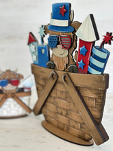 Load image into Gallery viewer, Highland Cow Fourth of July For The Flower Basket Interchangeable File SVG, America, USA, Tiered Tray, TINY, Glowforge, LuckyHeartDesignsCo