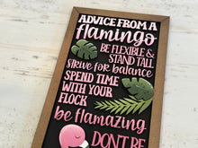 Load image into Gallery viewer, Advice From A Flamingo Sign File SVG, Glowforge, Summer, Tropical, Beach, Island, LuckyHeartDesignsCo