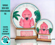 Load image into Gallery viewer, Flamingo Snow Globe Interchangeable File SVG, (TINY) Glowforge, Summer, Tropical, Beach, Hawaii, Tiered Tray LuckyHeartDesignsCo