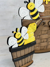 Load image into Gallery viewer, Bees For The Flower Basket Interchangeable File SVG, TINY, Bumble Bee, Honey, Summer, Tiered Tray, Glowforge, LuckyHeartDesignsCo