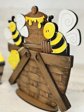Load image into Gallery viewer, Bees For The Flower Basket Interchangeable File SVG, TINY, Bumble Bee, Honey, Summer, Tiered Tray, Glowforge, LuckyHeartDesignsCo
