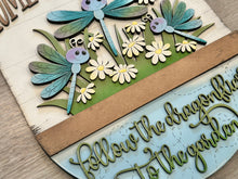 Load image into Gallery viewer, Dragonfly Holiday Door Sign Interchangeable File, SVG Butterfly, Spring, Summer Floral, Tulip Daisy Seasonal, Home, Welcome, glowforge
