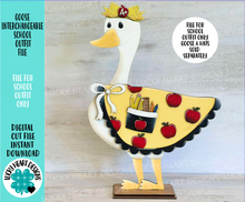Load image into Gallery viewer, Goose Animal Hats School Interchangeable Outfit File SVG, Teacher, Gift, Apple, Pencil Shirt Seasonal Holiday Glowforge LuckyHeartDesignsCo
