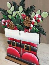 Load image into Gallery viewer, Christmas Santa Boots Foliage Standing File SVG, Floral, Candy Cane, Holly, Greens, Tree, Holiday, Merry, Glowforge, LuckyHeartDesignsCo
