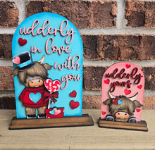 Load image into Gallery viewer, Highland Valentine Tall Arch Sign Interchangeable File SVG, TINY, INSERT only, Cow, Glowforge, Holiday, Tiered Tray LuckyHeartDesignsCo
