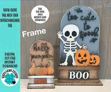 Snow Globe Tall Arch Sign Interchangeable File SVG, TINY, FRAME only, Farmhouse Glowforge, Seasonal Holiday, Tiered Tray LuckyHeartDesignsCo