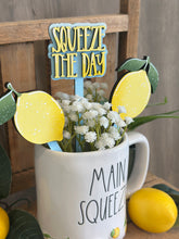 Load image into Gallery viewer, Lemon Mug Stick File SVG, Glowforge Tiered Tray, Tray Decor, Fruit, Spring, Summer Plant Topper, Lemonade, Gift, LuckyHeartDesignsCo
