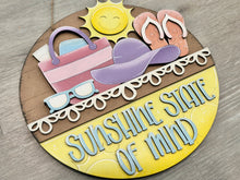 Load image into Gallery viewer, Summer Holiday Door Sign Interchangeable File, SVG, Beach, Flip Flops, Sun, Sunglasses, Hat, Pool, Swim, Seasonal Home Welcome, glowforge
