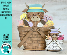 Load image into Gallery viewer, Summer Beach Highland For The Flower Basket Interchangeable File SVG, TINY, Shells, Flip Flops, Sand, Tray, Glowforge, LuckyHeartDesignsCo
