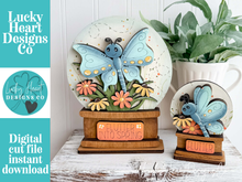 Load image into Gallery viewer, Butterfly Snow Globe Interchangeable File SVG, TINY, Glowforge, Butterflies, Daisies Flower, Daisy, Tiered Tray LuckyHeartDesignsCo
