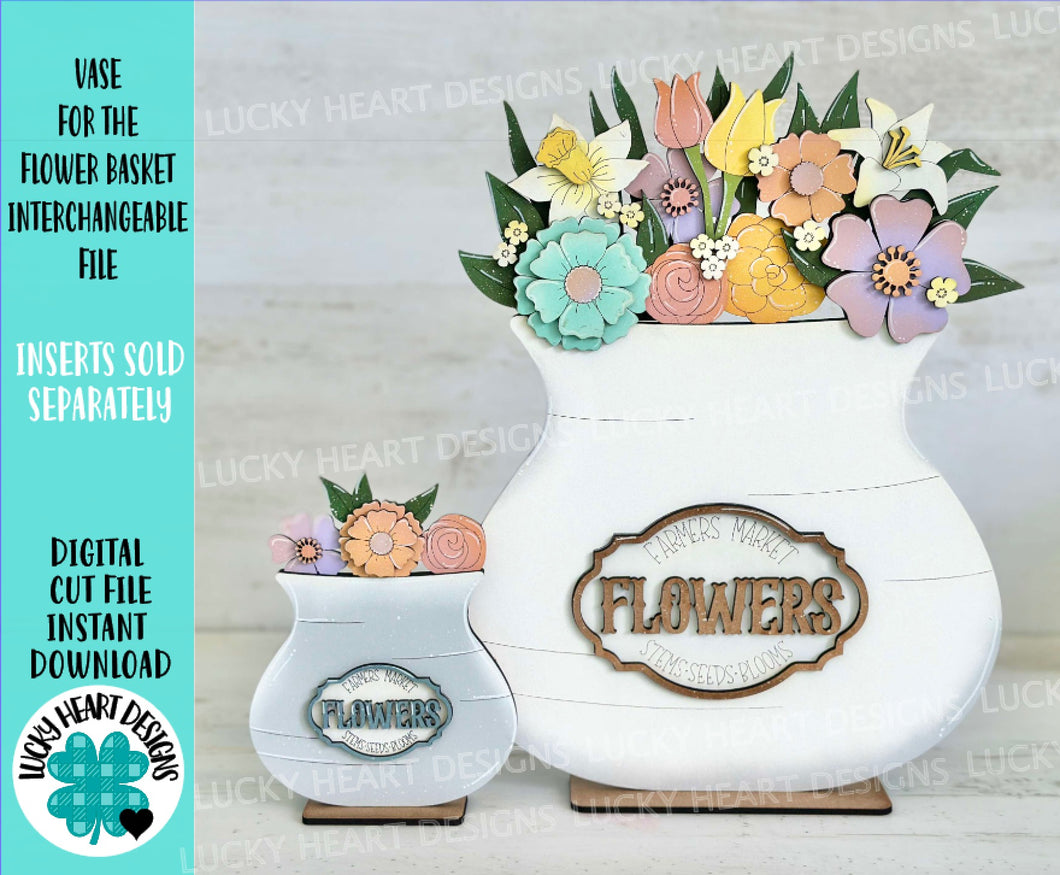 Vase for the Flower Basket Interchangeable (Original and TINY)  File SVG, Floral, Seasonal, Holiday, Tiered, Glowforge, LuckyHeartDesignsCo