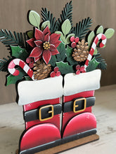 Load image into Gallery viewer, Christmas Santa Boots Foliage Standing File SVG, Floral, Candy Cane, Holly, Greens, Tree, Holiday, Merry, Glowforge, LuckyHeartDesignsCo
