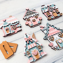 Load image into Gallery viewer, Valentine Candy Standing Houses File SVG, Tiered Tray Decor, Gingerbread, Love Heart, Ice cream, Glowforge, LuckyHeartDesignsCo
