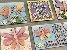 Load image into Gallery viewer, Butterfly Spring Interchangeable Leaning Sign File SVG, Tiered Tray, Glowforge, Daisy, Flower, Floral, Butterflies, LuckyHeartDesignsCo
