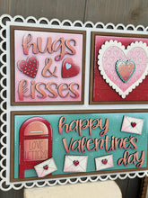 Load image into Gallery viewer, Valentine Heart Interchangeable Leaning Sign File SVG, Glowforge Tiered Tray, Love, Valentine's Day, LuckyHeartDesignsCo
