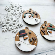 Load image into Gallery viewer, Melty Snowman Christmas Ornament File SVG, Melted, Melting, Winter, Snowflake, Farmhouse, Glowforge, LuckyHeartDesignsCo
