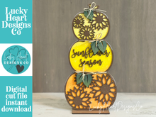 Load image into Gallery viewer, Sunflower Stacking Pumpkin File SVG, Reversible, Fall Glowforge, LuckyHeartDesignsCo
