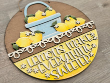 Load image into Gallery viewer, Lemon Holiday Door Sign Interchangeable File, SVG, Lemonade, Summer, Fruit, Basket, Spring Seasonal Home Welcome, glowforge
