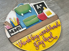 Load image into Gallery viewer, School Teacher Holiday Door Sign Interchangeable File, SVG Pencil, Apple, Classroom, Welcome, Backpack, Seasonal, Home, Welcome, glowforge
