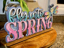 Load image into Gallery viewer, Dragonfly Spring Shelf Sitter Sign File SVG, Glowforge, Flower, Butterfly, Daisy, Dragonflies, Summer Tiered Tray LuckyHeartDesignsCo
