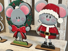 Load image into Gallery viewer, Mouse Merry Christmas Standing File SVG, mice, Glowforge 'Twas The Night Before, Tree, Candy Cane,  Present, Wreath, Ornament, LuckyHeartDesignsCo
