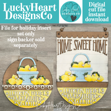 Load image into Gallery viewer, Lemon Holiday Door Sign Interchangeable File, SVG, Lemonade, Summer, Fruit, Basket, Spring Seasonal Home Welcome, glowforge
