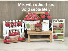 Load image into Gallery viewer, Apple MINI Interchangeable Leaning Sign File SVG, Fall, Farm, Teacher, School, Summer fruit Tiered Tray Glowforge, LuckyHeartDesignsCo
