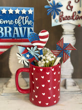 Load image into Gallery viewer, July Fourth Mug Stick File SVG, Glowforge Tiered Tray, America, USA, Fireworks, Flag, Summer Plant Topper, Gift, LuckyHeartDesignsCo
