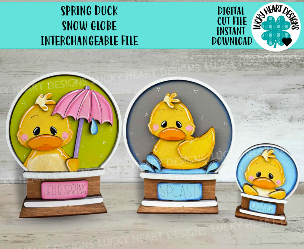 Spring Duck Snow Globe Interchangeable File SVG, TINY Summer, Bird, Glowforge, Tiered Tray LuckyHeartDesignsCo