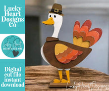 Load image into Gallery viewer, Goose Animal Hats Thanksgiving Interchangeable Outfit File SVG Turkey, Pumpkin, Shirt Seasonal Holiday Glowforge LuckyHeartDesignsCo
