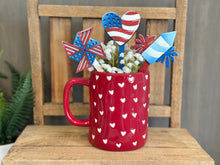 Load image into Gallery viewer, July Fourth Mug Stick File SVG, Glowforge Tiered Tray, America, USA, Fireworks, Flag, Summer Plant Topper, Gift, LuckyHeartDesignsCo
