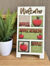 Load image into Gallery viewer, Apple MINI Interchangeable Leaning Sign File SVG, Fall, Farm, Teacher, School, Summer fruit Tiered Tray Glowforge, LuckyHeartDesignsCo

