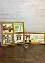 Load image into Gallery viewer, Highland Cow Spring Farm Interchangeable Leaning Sign File SVG, Glowforge Farm, Flower, Frog, Tiered Tray, Spring, LuckyHeartDesignsCo
