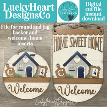 Load image into Gallery viewer, Round and Tag Holiday Door Sign Interchangeable File, SVG Christmas, Easter, Halloween, Fall, Winter, Seasonal, Home, Welcome, glowforge
