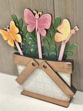 Load image into Gallery viewer, Picnic Basket Mug Stick File SVG, Glowforge Tiered Tray Decor, Spring, Summer Plant Stake, Christmas, Flower, Gift, LuckyHeartDesignsCo
