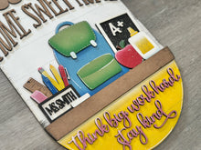 Load image into Gallery viewer, School Teacher Holiday Door Sign Interchangeable File, SVG Pencil, Apple, Classroom, Welcome, Backpack, Seasonal, Home, Welcome, glowforge
