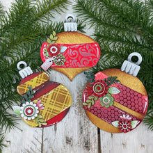 Load image into Gallery viewer, Chunky Floral Christmas Ornaments File SVG,  Flower, Holiday Decor Glowforge, LuckyHeartDesignsCo
