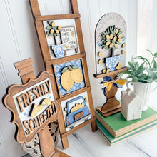 Load image into Gallery viewer, Lemon Interchangeable Leaning Sign File SVG, Glowforge Tiered Tray, Summer Lemonade, LuckyHeartDesignsCo
