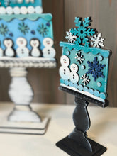 Load image into Gallery viewer, Winter Cake Stand Interchangeable File SVG, (Cakes ONLY) Snowflake, penguin, snowman, Glowforge, Holiday, Tiered Tray LuckyHeartDesignsCo
