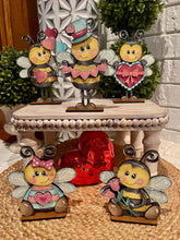 Load image into Gallery viewer, Bee Valentine Standing File SVG, Balloon, Cupid Candy Chocolate Love, Heart, Farm, Tiered Tray Glowforge LuckyHeartDesignsCo
