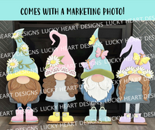 Load image into Gallery viewer, Spring Long Hat Porch Gnome Interchangeable File SVG, ADD ON, Holiday, Seasonal Flower Daisy Floral Butterfly  Glowforge LuckyHeartDesignsCo
