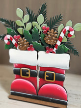 Load image into Gallery viewer, Christmas Santa Boots Foliage Standing File SVG, Floral, Candy Cane, Holly, Greens, Tree, Holiday, Merry, Glowforge, LuckyHeartDesignsCo
