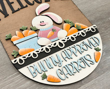 Load image into Gallery viewer, Easter Bunny Carrots Holiday Door Sign Interchangeable File, SVG Bunny, Eggs, Basket, Spring, Seasonal, Home, Welcome, glowforge
