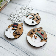 Load image into Gallery viewer, Melty Snowman Christmas Ornament File SVG, Melted, Melting, Winter, Snowflake, Farmhouse, Glowforge, LuckyHeartDesignsCo
