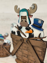 Load image into Gallery viewer, Moose Winter Snowman For The Flower Basket Interchangeable File SVG, TINY, Holiday, Tiered Tray, Glowforge, LuckyHeartDesignsCo
