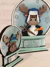 Load image into Gallery viewer, Moose Winter Snow Globe Interchangeable File SVG, TINY, Glowforge, Snowman, Snowflake, Tiered Tray LuckyHeartDesignsCo
