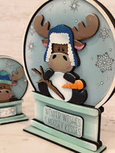 Load image into Gallery viewer, Moose Winter Snow Globe Interchangeable File SVG, TINY, Glowforge, Snowman, Snowflake, Tiered Tray LuckyHeartDesignsCo
