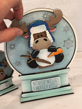 Load image into Gallery viewer, Moose Winter Snow Globe Interchangeable File SVG, TINY, Glowforge, Snowman, Snowflake, Tiered Tray LuckyHeartDesignsCo
