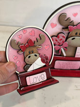 Load image into Gallery viewer, Moose Valentines Snow Globe Interchangeable File SVG, TINY, Glowforge, Love, Heart, Tiered Tray LuckyHeartDesignsCo
